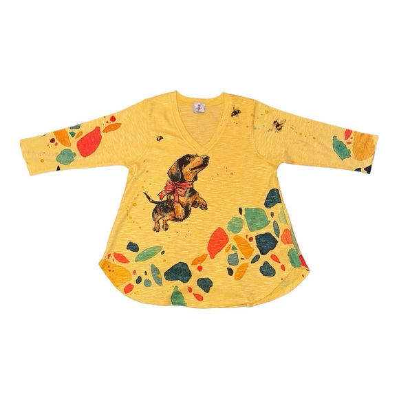 INOAH Art To Wear Yellow Sweater Size Small - Picture 5 of 9
